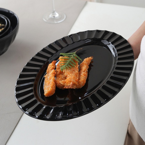 ADAMAS จานเปลเซรามิค 12 นิ้ว SNOOZE-BL03 สีดำ