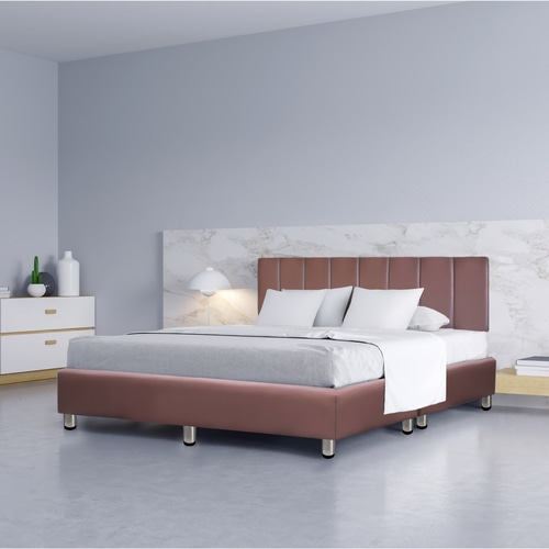 TRUFFLE ฐานเตียงรุ่น Domon 3.5 ฟุต PVC สีน้ำตาลเข้ม