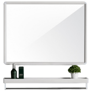 Nice  ชุดกระจกอะลูมิเนียมพร้อมชั้นวาง ทรงเหลี่ยม รุ่น อาบิเกล GBH-LZ72102   ขนาด 40X60 ซม. สีขาว