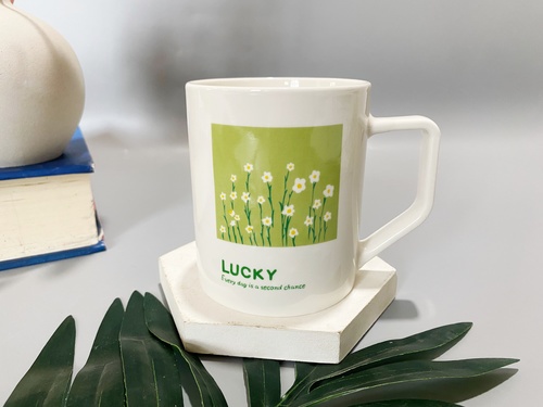 AILO แก้วเซรามิค 8 ซม. 350 มล. FLOWER-01 สีขาว