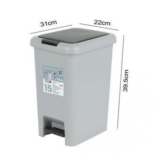 Kleanzy ถังขยะเหยียบเหลี่ยม Prensa 15 ลิตร ขนาด 22x31x39.5 ซม. รุ่น TG51789G สีเทา