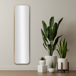 Nice กระจกมีกรอบอะลูมิเนียมทรงเหลี่ยม รุ่น อาเมเรีย-โกลว ขนาด 30x120 ซม. สีทอง 