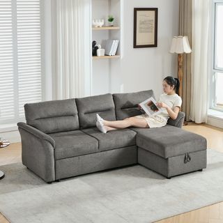 (1/2)PULITO โซฟาผ้า 3 ที่นั่ง รุ่น KONRAD ขนาด 226x140x88.5 ซม. สีเทา