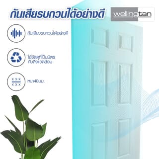 WELLINGTAN ประตูไฟเบอร์กลาส รุ่น P06-K01 80x200 ซม.  สีขาวลายโอ๊ค  (เจาะลูกบิด)