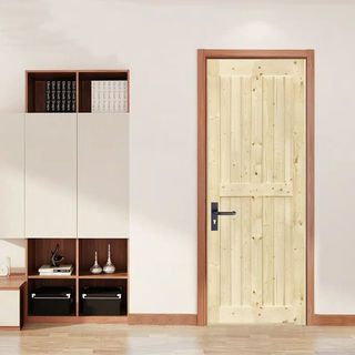 GREAT WOOD ประตูไม้สน บานทึบทำร่อง รุ่น PW-SK04-2G ขนาด 80x200 ซม.