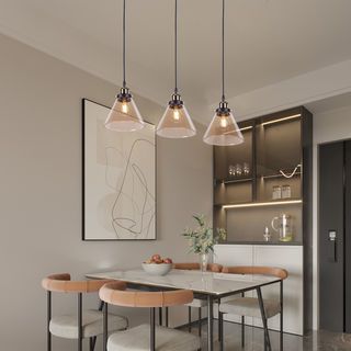 EILON โคมไฟห้อยกระจก ทรงครึ่งวงกลม สไตล์ Loft รุ่น GYFDD-7513 สีใส