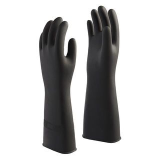 STRONG MAN ถุงมือยางหนาพิเศษ ทนสารคมี Size L ยาว 16 นิ้ว รุ่น HEAVY DUTY สีดำ