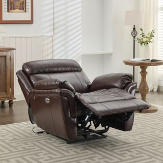  PULITO เก้าอี้พักผ่อนหนังแท้ปรับระดับไฟฟ้า 1 ที่นั่ง รุ่น Zander ขนาด 96x99.5x104 ซม. สีน้ำตาลเข้ม