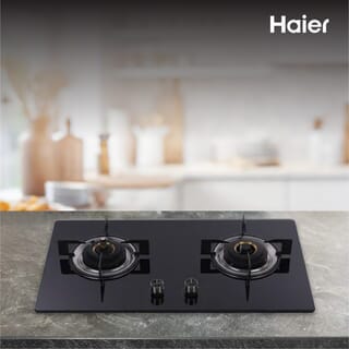 HAIER เตาแก๊สแบบฝังหน้ากระจก 2 หัวเตา HGH732KF-B2 สีดำ