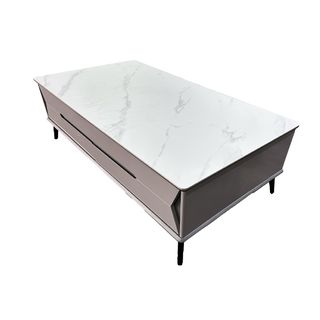 DELICATO โต๊ะกลางหน้าท็อปหินอ่อน รุ่น TARO ขนาด 130x70x42 ซม. สีเทาอ่อน
