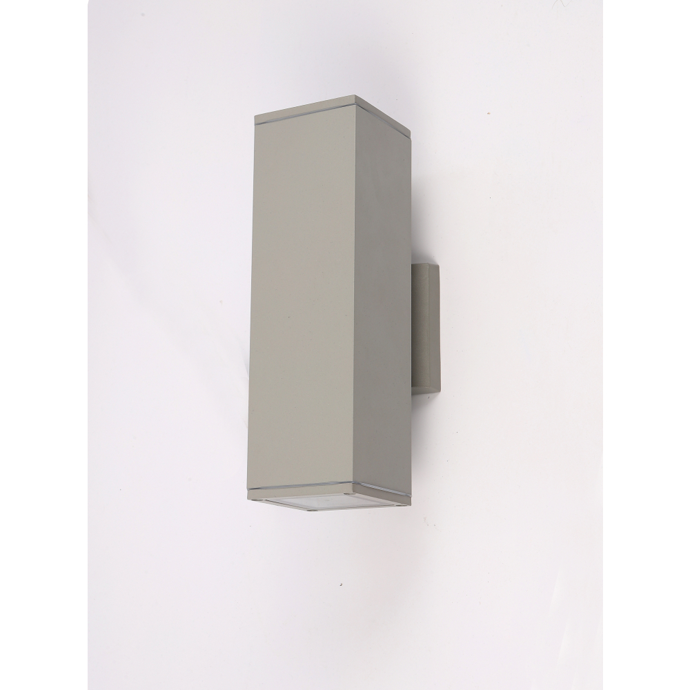 EILON โคมไฟติดผนังโมเดิร์น ทรงกระบอกสี่เหลี่ยม 2*E27 ขนาด 9x9x30cm IP65 รุ่น MVW026-D(G) สีเทา