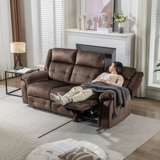 PULITO เก้าอี้พักผ่อนผ้าปรับระดับไฟฟ้า 3 ที่นั่ง รุ่น LINCOLN ขนาด 209x96x101.5 ซม. สีน้ำตาล 