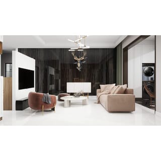 La Arezza กระเบื้องพอร์ซเลน 75X150  ซม.  รุ่น Luxura elite marble black (75YB388) High-glossy anti slip Random (2pcs /box  2.25 sqm)