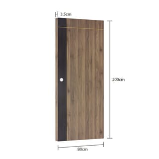 WELLINGTAN ประตูภายนอก UPVC บานทึบเซาะร่อง รุ่น UPVC-WEFU010-3 ขนาด 80x200ซม. สีทูโทน น้ำตาลอ่อน-วอลนัท (เจาะลูกบิด)