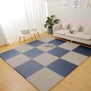 NINO WORLD ชุดแผ่นปูพื้นจิ๊กซอว์แบบหนา (4 แผ่น) PDS04-BG ขนาด 60x60x2 cm. สีน้ำเงิน-เทา