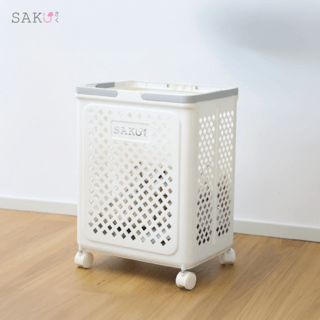 SAKU ตะกร้าล้อลากสูง มีหูหิ้วพับได้ รุ่น TG57418 ขนาด 37 x28 x 49 สีขาว