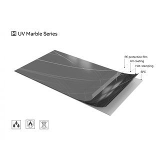 GREAT WOOD บอร์ด SPC ลายหินอ่อนเคลือบ UV รุ่น JF122025-UV-KL8231-2 ขนาด 1220x2440x2.5mm สีดำ