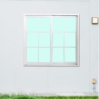 WELLINGTAN หน้าต่างอะลูมิเนียมลายกริด บานเลื่อน SS G-WGW1211 120x110ซม. สีขาว พร้อมมุ้ง