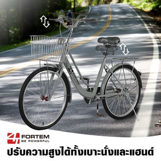  FORTEM จักรยานแม่บ้านตะกร้าเหล็ก รุ่นDAWN-06 ขนาด 24นิ้ว สีเทา