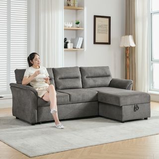 (1/2)PULITO โซฟาผ้า 3 ที่นั่ง รุ่น KONRAD ขนาด 226x140x88.5 ซม. สีเทา