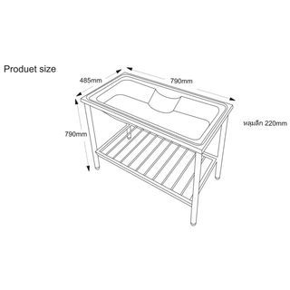 TECNOSTAR อ่างล้างจานพร้อมขาตั้ง 1 หลุมไม่มีทีพัก  TNS TT 8050 SS สีโครเมี่ยม