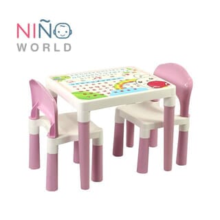 NINO WORLD ชุดโต๊ะเด็กแฟมิลี่เซ็ท รุ่น FT-207/AP (2+1) ขนาด 49x39x43 ซม.สีม่วง