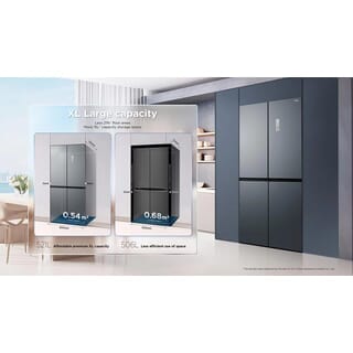 TCL ตู้เย็น 4 ประตู Free built-in 18.4 คิว RT52GCCDB  สี Black Glass