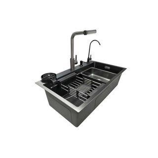 KOCH KITCHEN  อ่างล้างจานฝังบน 1 หลุมไม่มีที่พัก 304SS 80X45X22 ซม. GENTLE สีดำ