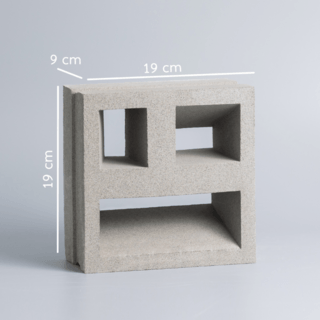 วีบล็อค อิฐบล็อกกันฝน  ชนิดสามช่อง ขนาด 19x19x9ซม.