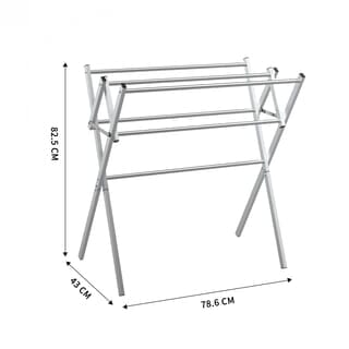 SAKU ราวพาดผ้าอลูมิเนียม พับได้ 6 เส้น  รุ่น DY1239 ขนาด 42.7x78.30x82.25 ซม. สีเงิน