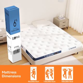 SLOON ท็อปเปอร์ เมมโมรี่โฟม รุ่น Moon ความหนา 4 นิ้ว ขนาด 180x200x10 ซม. (6ฟุต) สีขาว