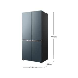 TCL ตู้เย็น 4 ประตู Free built-in 18.4 คิว RT52GCCDE  สี Glacier Blue Glass