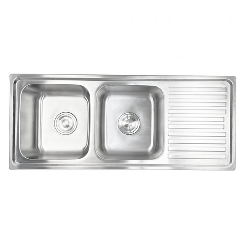 CLOSE อ่างล้างจานขอบฝัง 2 หลุมมีที่พัก SUS304 120x50x22 ซม. ST2-12050