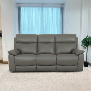 Relax studio โซฟาหนังแท้ปรับระดับไฟฟ้า 3 ที่นั่ง ขนาด 204x95-167x102 ซม. รุ่น Marina  สีเทาชาร์โคล