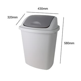 Kleanzy ถังขยะฝาสวิงทรงเหลี่ยม 40 ลิตร ขนาด 43x32x58 ซม. รุ่น Ozil TG55198G สีเทา