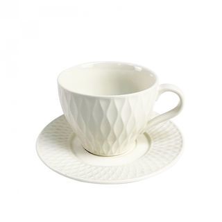 AILO ชุดถ้วยกาแฟเซรามิค 13.5 ซม. 300 มล. JERRY-01 สีขาว 