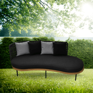 SUMMER SET โซฟา outdoor อลูมิเนียม 2ที่นั่ง KULA ขนาด 185x76x80 ซม. สีดำ