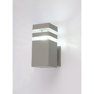 EILON โคมไฟติดผนังโมเดิร์น ทรงกระบอกสี่เหลี่ยม E27 ขนาด 9x9x20cm IP65 รุ่น MVW018-S(G) สีเทา