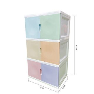 GOME ตู้พลาสติกบานเปิดคู่ 3 ชั้น 70x50x121 ซม. รุ่น Colorvid W5 สีพาสเทล