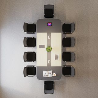 (1/4)SMITH โต๊ะประชุม รุ่น Monic-04 ขนาด 140x350x75 ซม. สีเทา