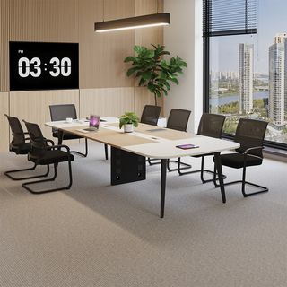 (1/4)SMITH โต๊ะประชุม รุ่น Monic-03 ขนาด 140x350x75 ซม. สีขาว