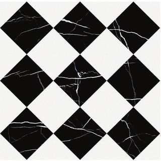 Marbella กระเบื้องเซรามิคปูพื้น 60x60 ซม. รุ่น ไดมอนด์  ไวท์  แบล็ค  MD12 ผิวเงา   (4P)