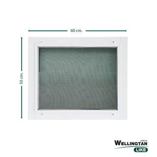 WELLINGTAN (LIKE) หน้าต่างอะลูมิเนียม บานเกล็ดซ้อน  60x50ซม. สีขาว (ไม่มีมุ้ง)