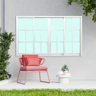 WELLINGTAN หน้าต่างอะลูมิเนียมลายกริด บานเลื่อน FSSF G-WGW1811 180x110ซม. สีขาว พร้อมมุ้ง