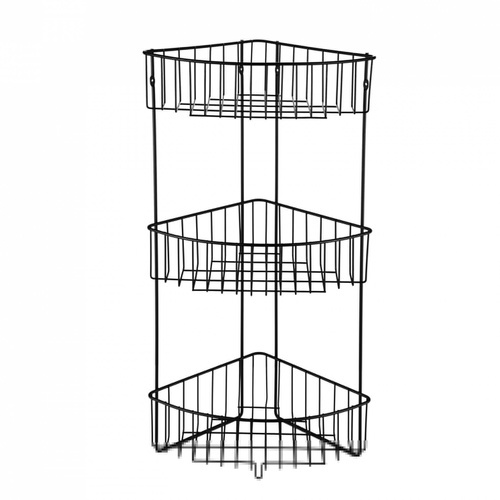 Iris ตะแกรงชั้นวางของอเนกประสงค์เข้ามุม 3 ชั้น รุ่น แมมบา PQS-TQ-212 ขนาด 33x24x65 ซม. สีดำ