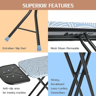 SAKU โต๊ะรีดผ้าแบบยืนรีด 4 ระดับ JUMBO รุ่น PRY1548HZ-25 ขนาด 38x122x90.5ซม. สีฟ้า