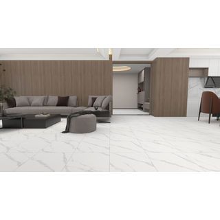 Marbella กระเบื้องเซรามิคปูพื้น 60x60 ซม. รุ่น ยูเรนัส ไวท์   ND66197  ผิวกึ่งเงากึ่งด้าน  random  (4P)