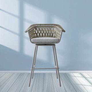 PULITO เก้าอี้สตูลบาร์ทรงสูงเชือกถัก รุ่น Jose ขนาด 68x56x100 ซม. สีเบจ