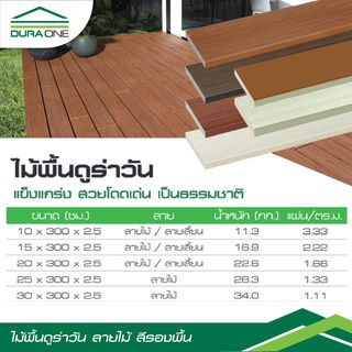 ดูร่าวัน ไม้พื้น ลายไม้ 2.5x20x300 ซม. สีรองพื้น