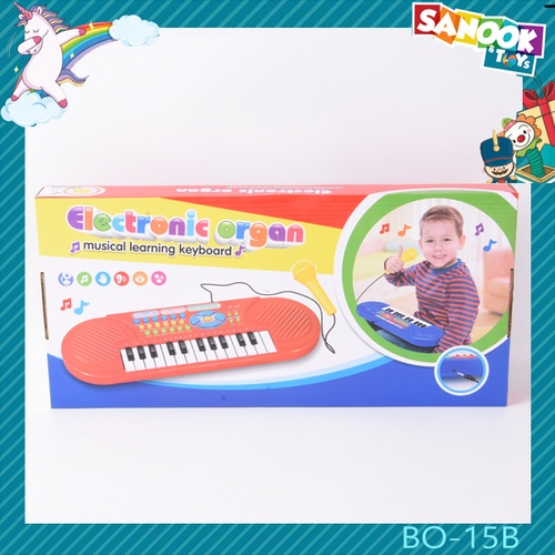 TOYS ของเล่นเปียโนคีย์บอร์ดไฟฟ้าพร้อมไมโครโฟน#BO-15B ขนาด 46x22x5 ซม.สีดำ